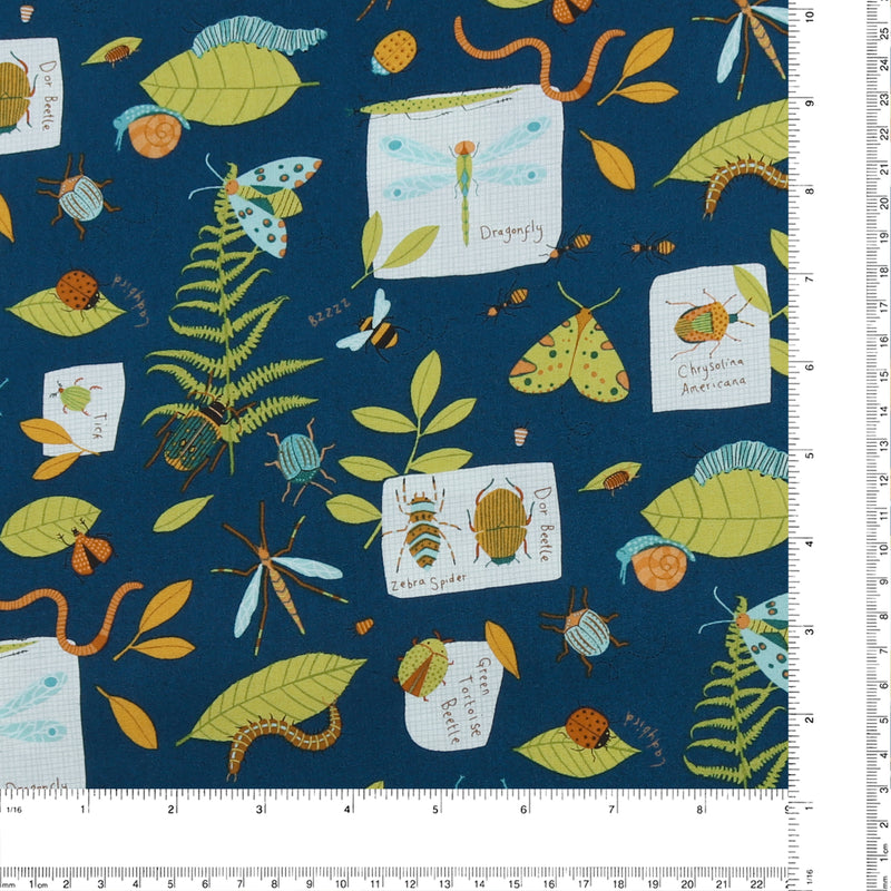 Northcott - Coton Imprimé - «BACKYARD BUG COLLECTOR» - 002 - Bleu