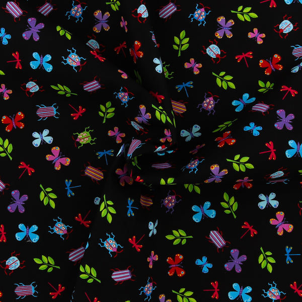 Henry Glass - Printed Cotton - CHEERFUL AND COLORFUL - 005 - Black