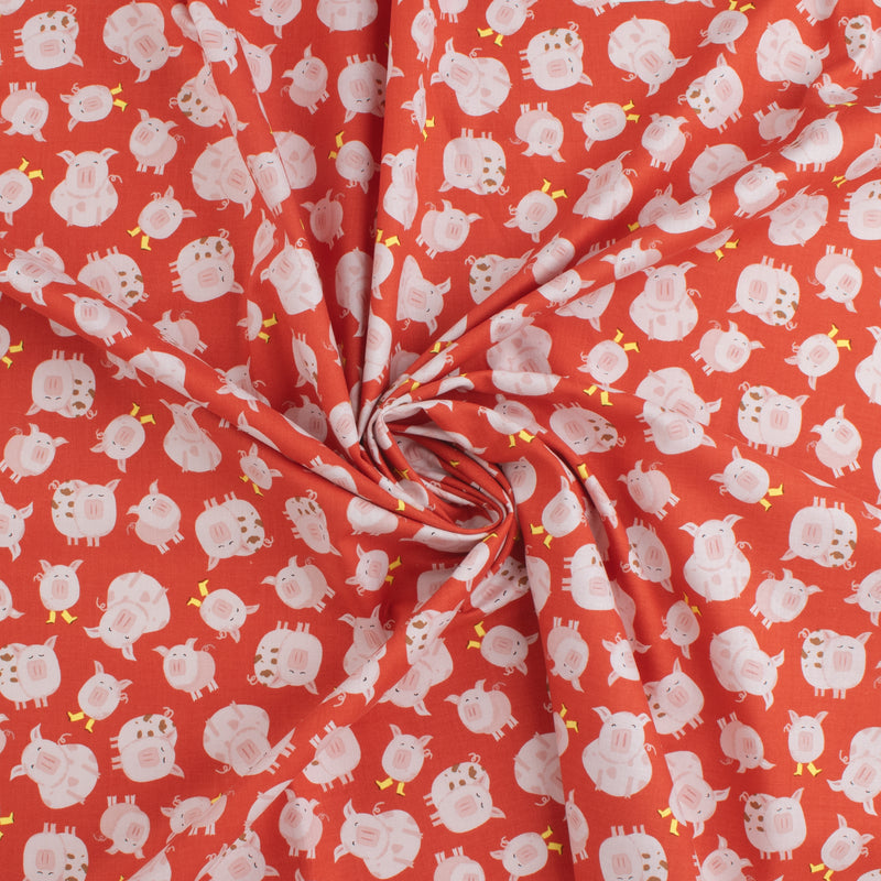 Studio E - Printed Cotton - FARM-TASTIC FRIENDS - 001 - Red