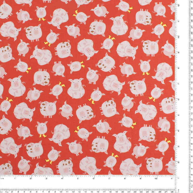 Studio E - Printed Cotton - FARM-TASTIC FRIENDS - 001 - Red