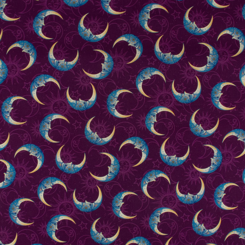 Printed Cotton - BENARTEX - MOON AND SUN - 002 - Purple