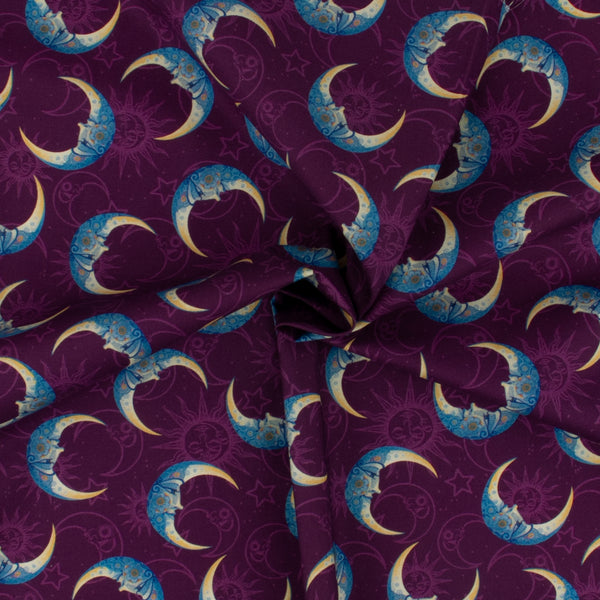 Printed Cotton - BENARTEX - MOON AND SUN - 002 - Purple