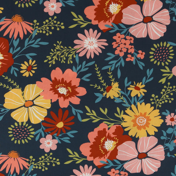 Printed Cotton - GLORIANA GARDEN - 001 - Navy