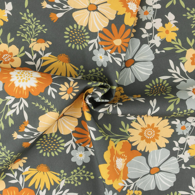 Printed Cotton - GLORIANA GARDEN - 003 - Pewter