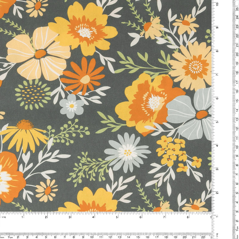 Printed Cotton - GLORIANA GARDEN - 003 - Pewter