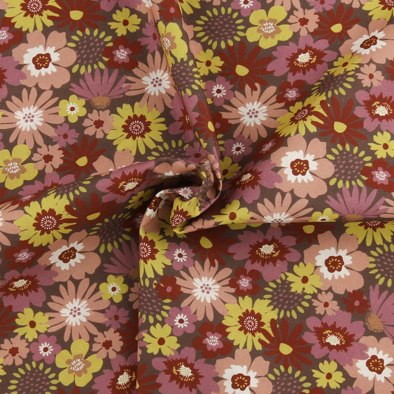 Printed Cotton - GLORIANA GARDEN - 015 - Marron