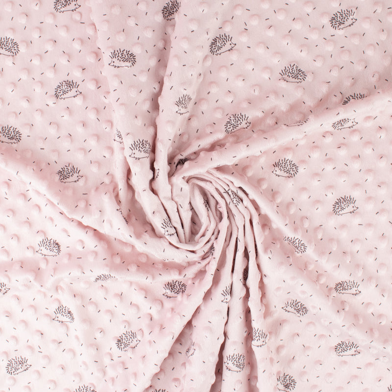 Micro Chenille Alvéolée imprimée - POINT HÉRISSON - 004 - Rose