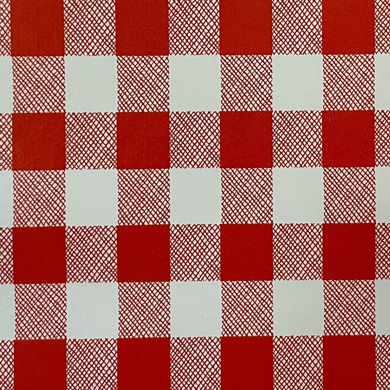 Home Decor Fabric - Tablecloth Vinyl - Gingham - Red