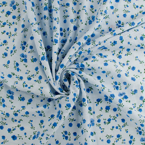 Coton ratière imprimé - DAISY - 006 - Bleu pâle