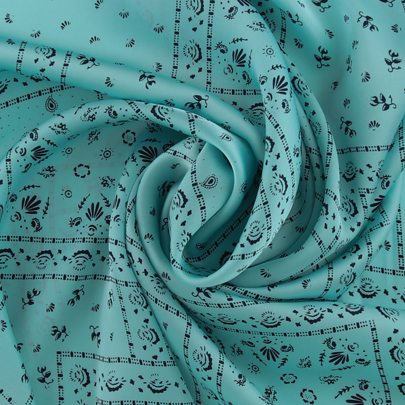 Printed Satin - TESSA - 008 - Aqua