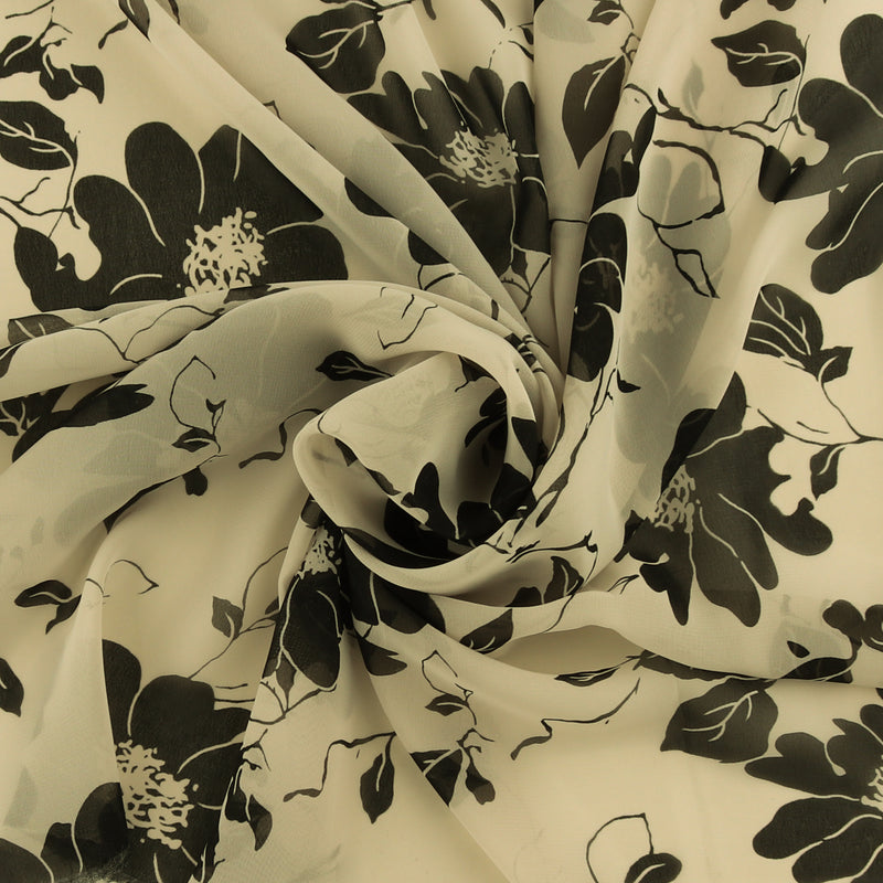 Printed Chiffon - TESSA - 026 - Black & ivory