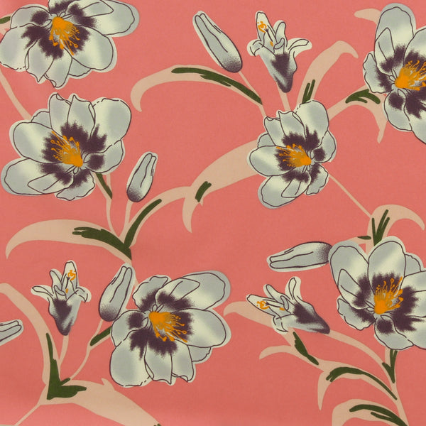 Printed Stretch Satin - LUNA - 002 - Pink