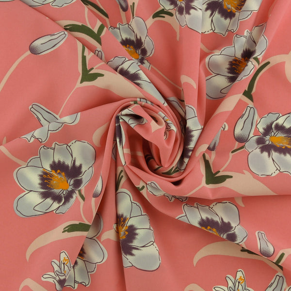 Printed Stretch Satin - LUNA - 002 - Pink