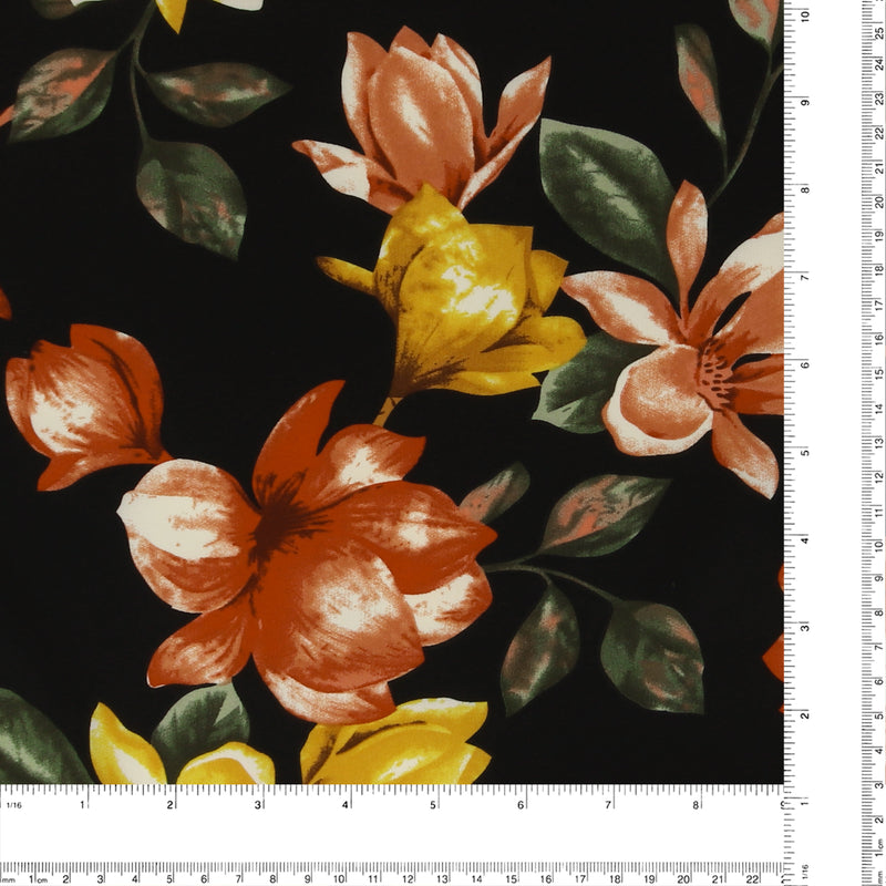 Printed Stretch Satin - LUNA - 003 - Black