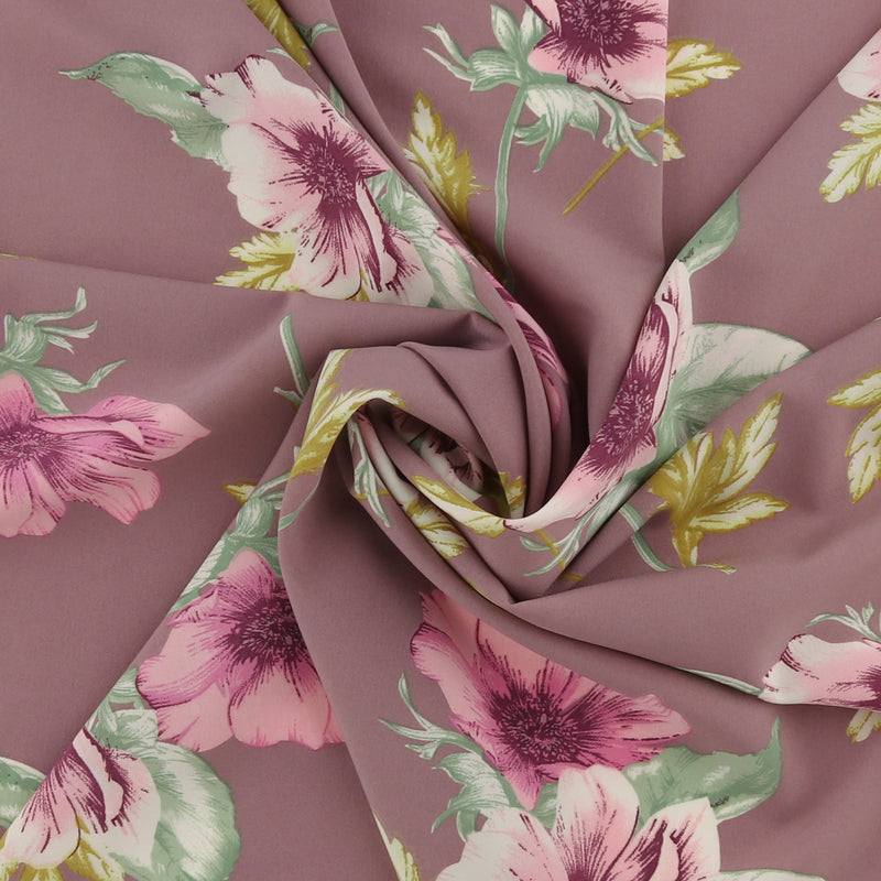 Printed Stretch Satin - LUNA - 006 - Dusty Rose