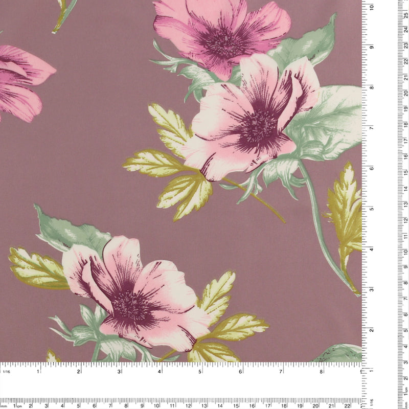 Printed Stretch Satin - LUNA - 006 - Dusty Rose