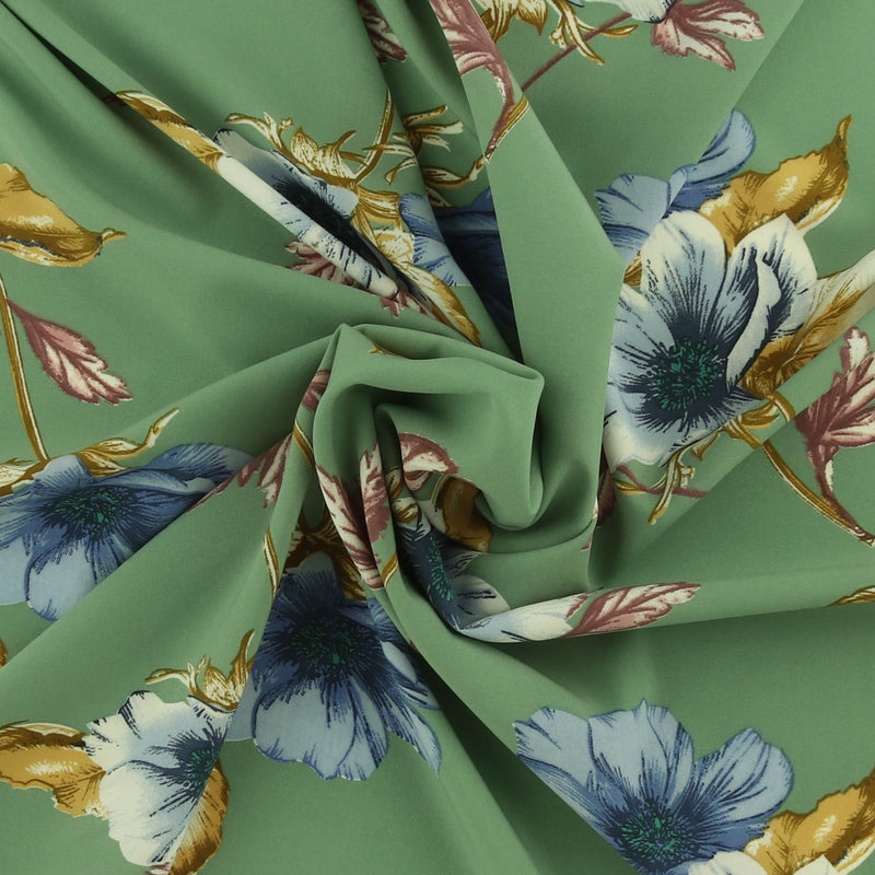 Printed Stretch Satin - LUNA - 007 - Green