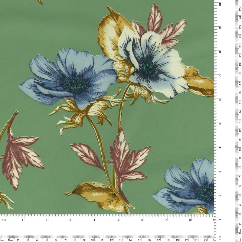 Printed Stretch Satin - LUNA - 007 - Green