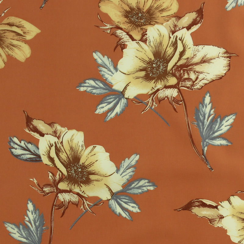 Printed Stretch Satin - LUNA - 009 - Rust