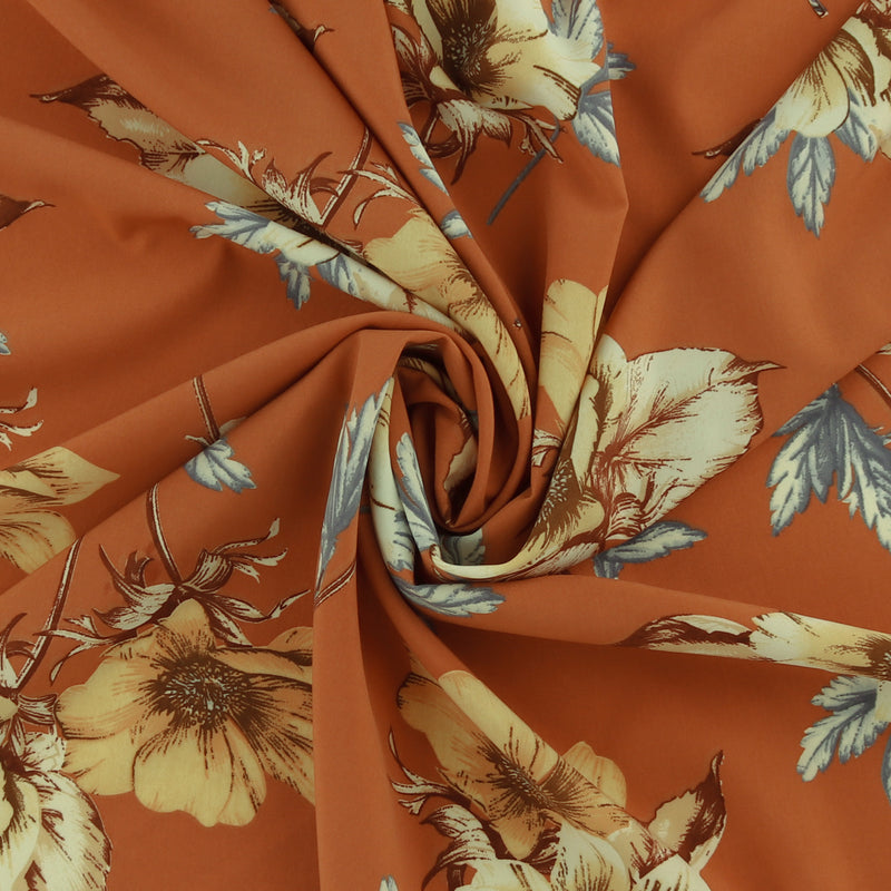 Printed Stretch Satin - LUNA - 009 - Rust
