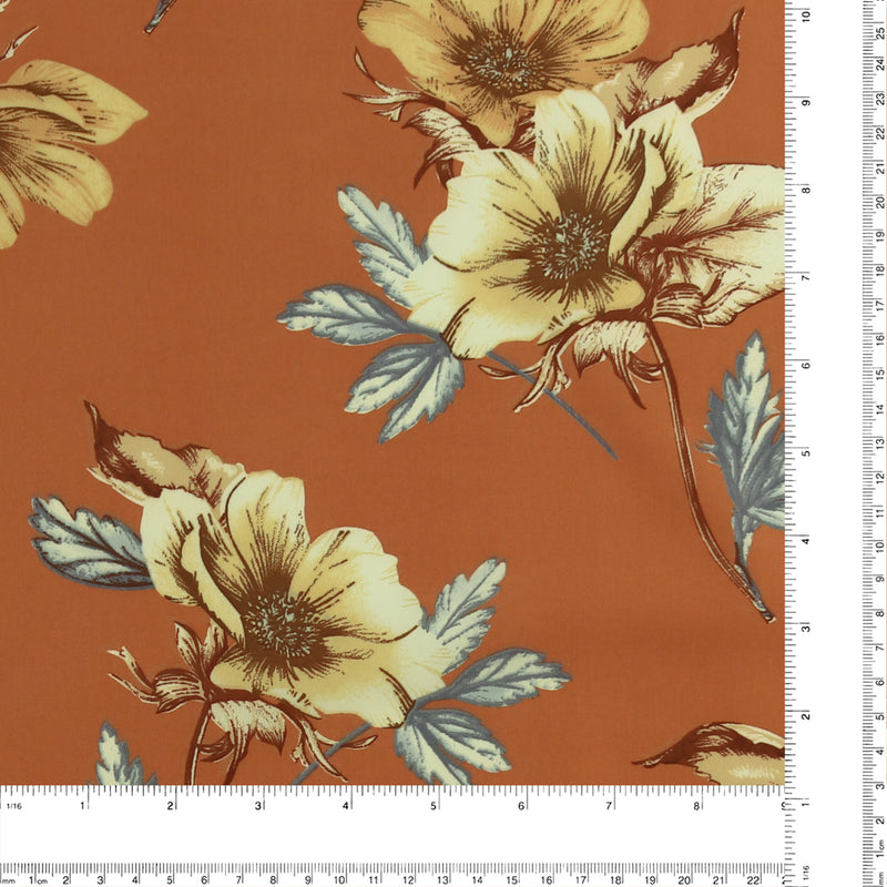 Printed Stretch Satin - LUNA - 009 - Rust