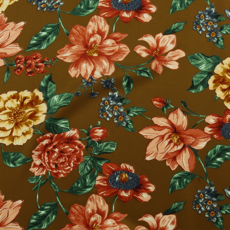 Printed Stretch Satin - LUNA - 010 - Bronze