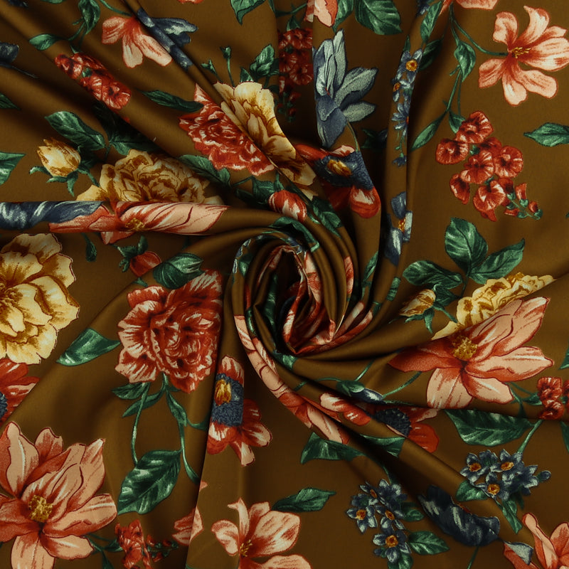 Printed Stretch Satin - LUNA - 010 - Bronze