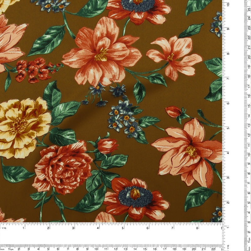 Printed Stretch Satin - LUNA - 010 - Bronze