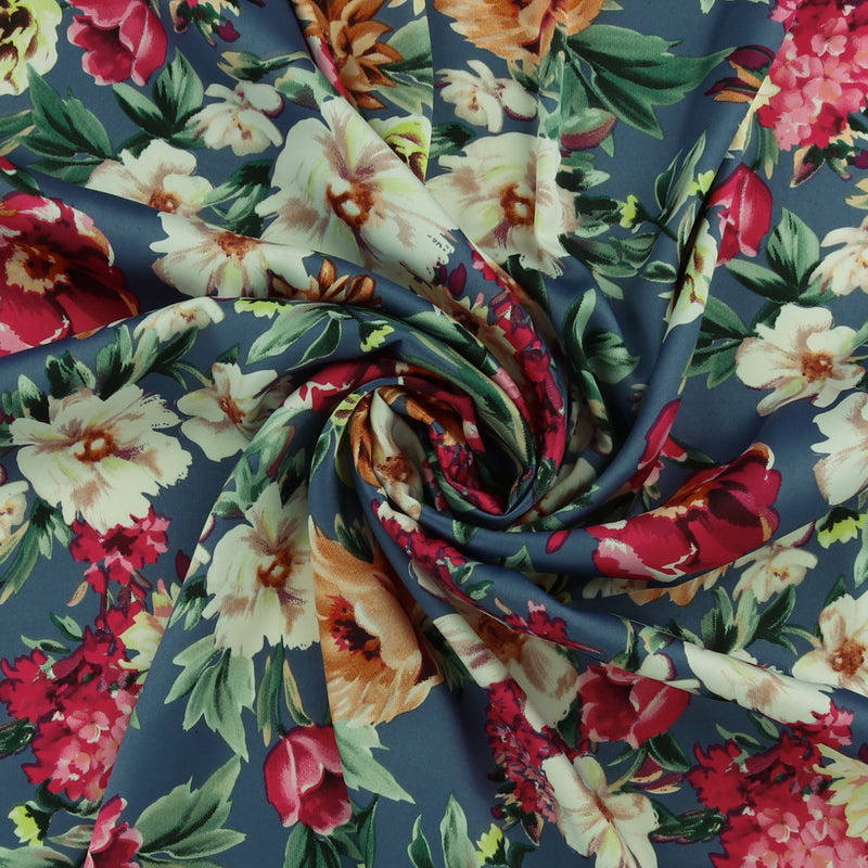 Printed Stretch Satin - LUNA - 011 - Periwinkle