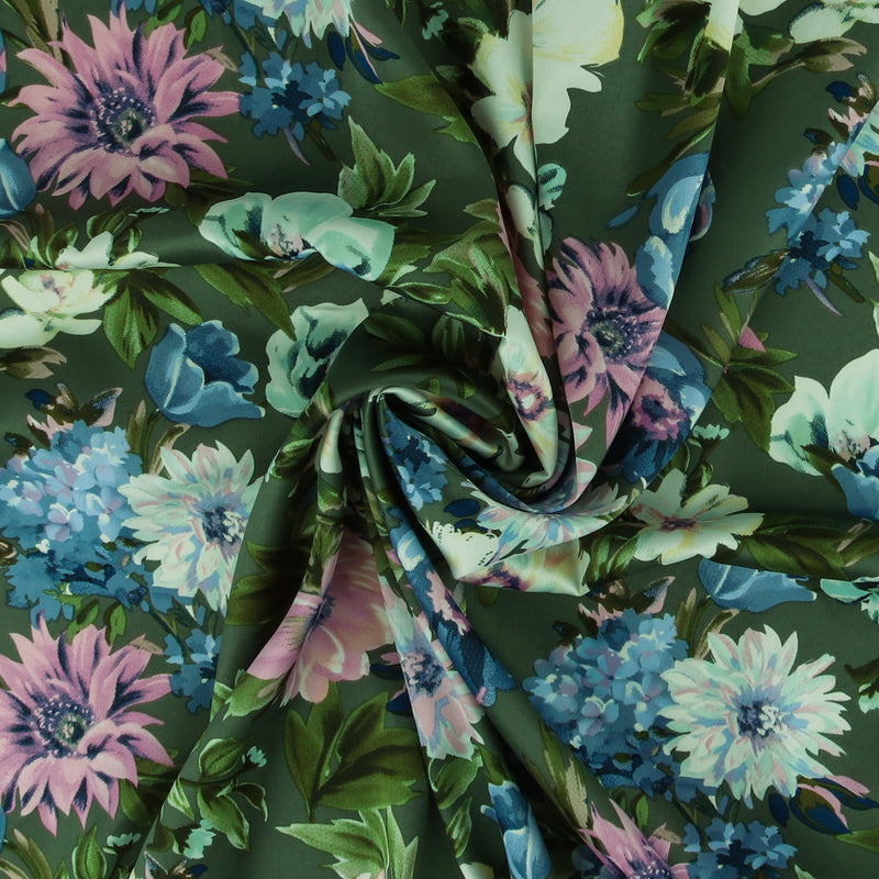 Printed Stretch Satin - LUNA - 012 - Khaki