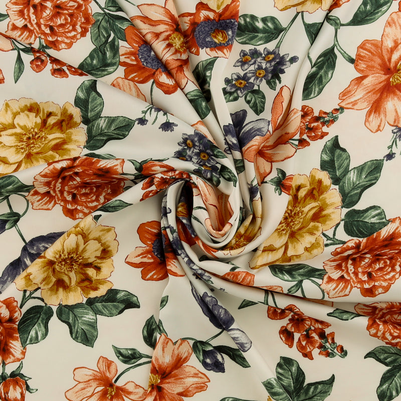 Printed Stretch Satin - LUNA - 014 - Offwhite