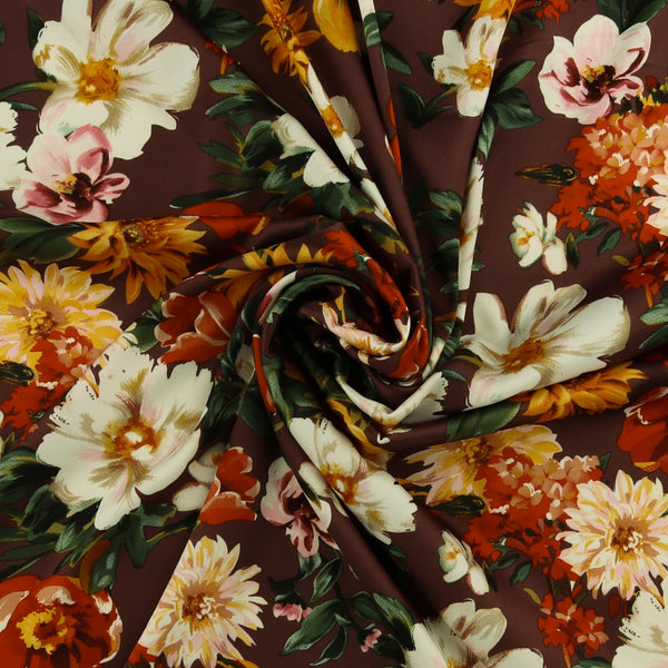 Printed Stretch Satin - LUNA - 015 - Burgundy