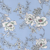Printed Stretch Satin - LUNA - 016 - Blue