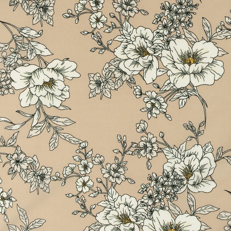 Printed Stretch Satin - LUNA - 017 - Beige