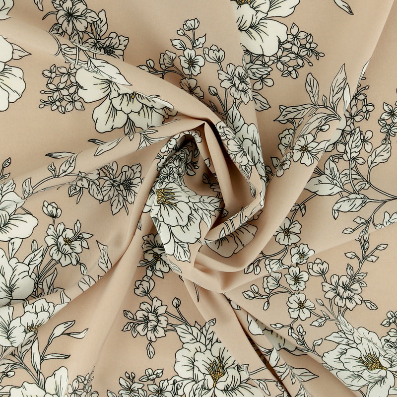 Printed Stretch Satin - LUNA - 017 - Beige