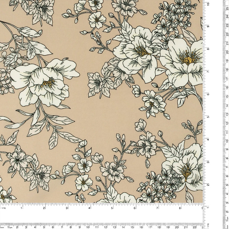 Printed Stretch Satin - LUNA - 017 - Beige