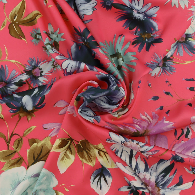 Printed Stretch Satin - LUNA - 020 - Pink