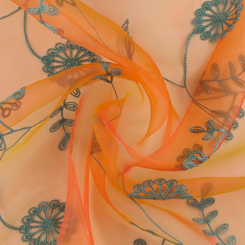 Embroidered Organza - CHARLOTTE - 004 - Peach