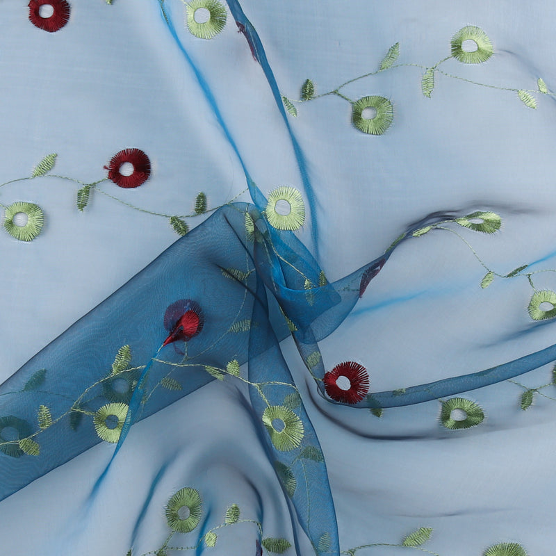 Embroidered Organza - CHARLOTTE - 006 - Blue