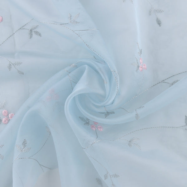 Embroidered Organza - CHARLOTTE - 012 - Aqua