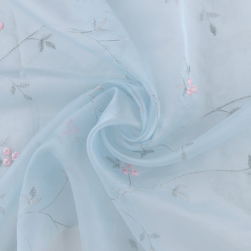 Embroidered Organza - CHARLOTTE - 012 - Aqua