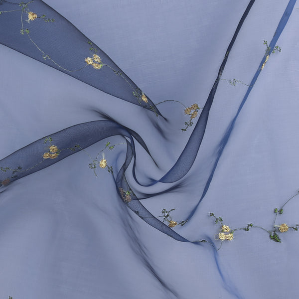 Embroidered Organza - CHARLOTTE - 013 - Indigo