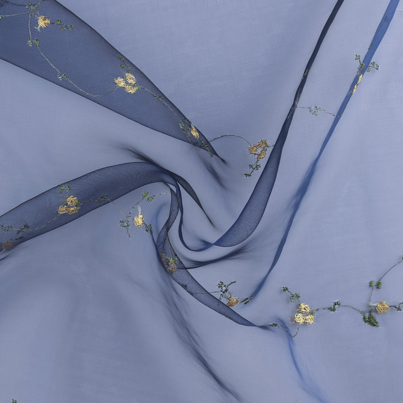 Embroidered Organza - CHARLOTTE - 013 - Indigo