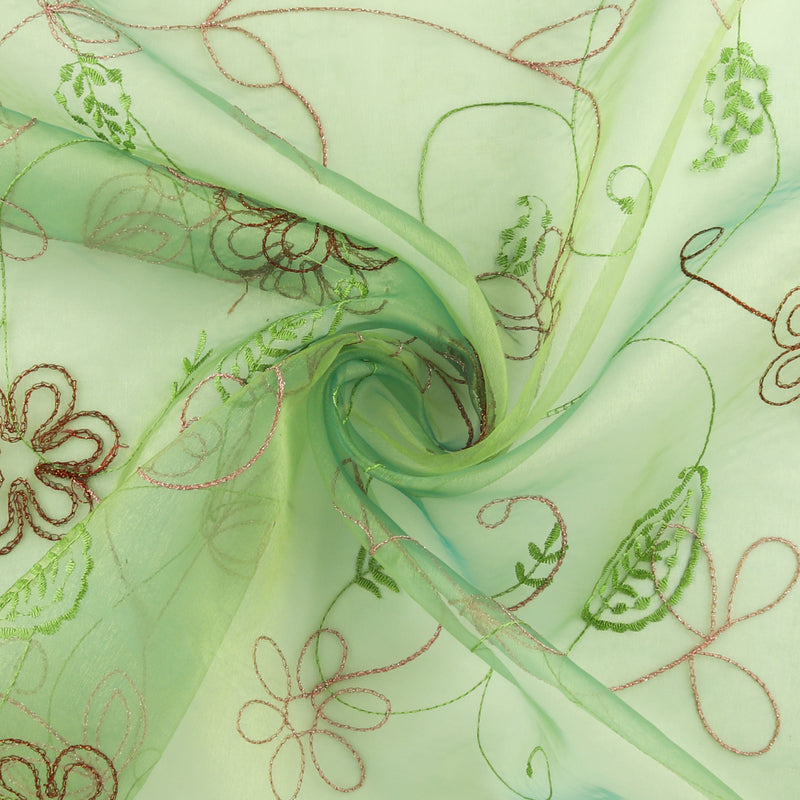Embroidered Organza - CHARLOTTE - 016 - Aqua