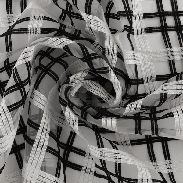 Embroidered Organza - CHARLOTTE - 022 - Black & White