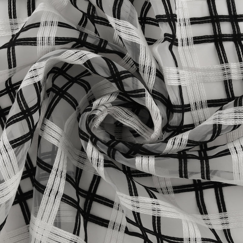 Embroidered Organza - CHARLOTTE - 022 - Black & White