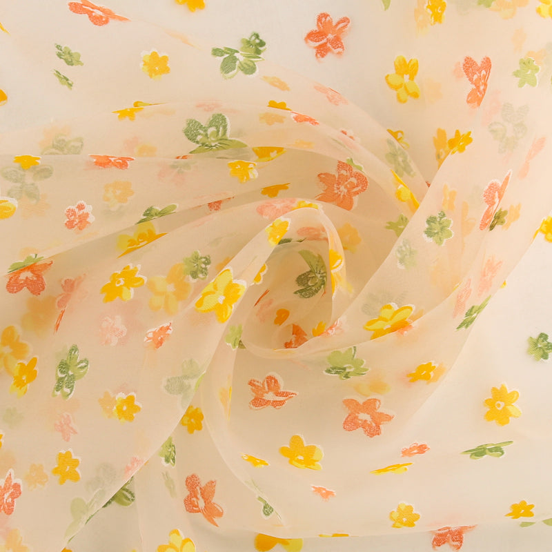 Printed Burnout Organza - JACQUELINE - 005 - Yellow