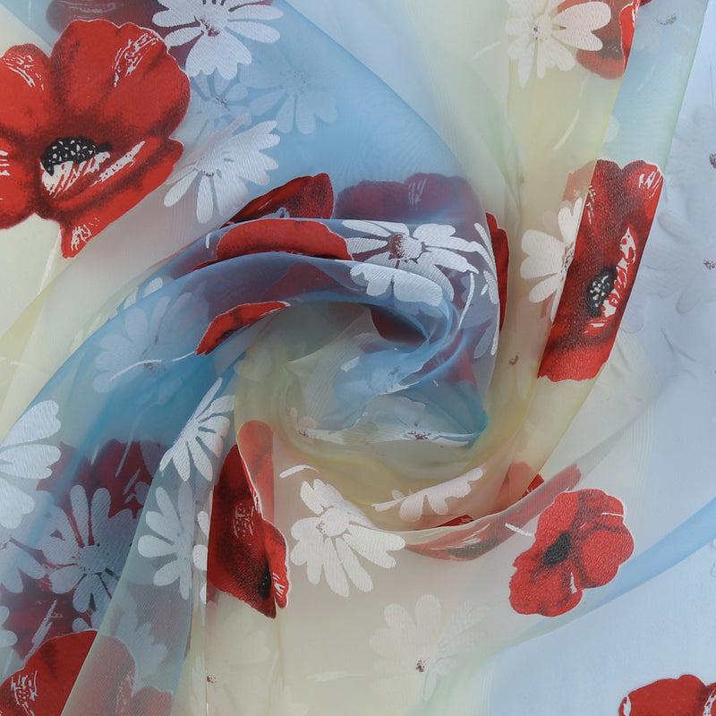 Printed Burnout Organza - JACQUELINE - 006 - Red