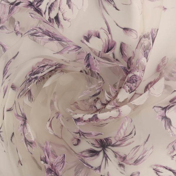 Printed Burnout Organza - JACQUELINE - 008 - Lilac