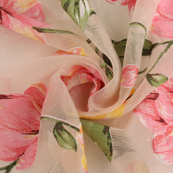 Printed Burnout Organza - JACQUELINE - 009 - Raspberry